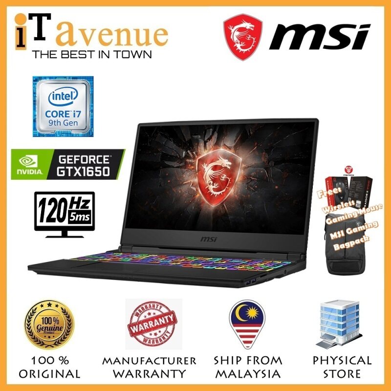 MSI GL65 9SCK-051 Gaming Laptop (i7-9750H,8GD4,512GB SSD,15.6FHD-IPS 120Hz,GTX1650-4GB,PERKEY RGB KB,W10H,2YR) Malaysia
