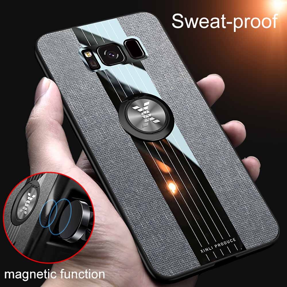 LEEWINDA For Samsung Galaxy S8 Phone Case, Leather Armor Cases Ring bracket Cover Shell