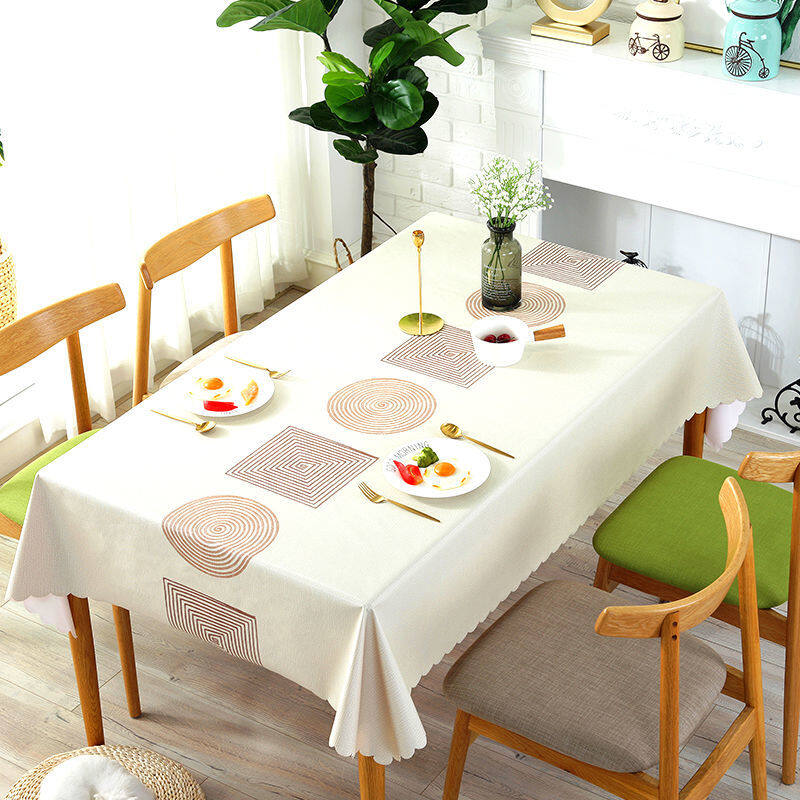 Lovehome Exquisite Print PVC Tablecloth 2 4 6 8-Seater Rectangular Dining Table Cloth Waterproof Oilproof Table Cover