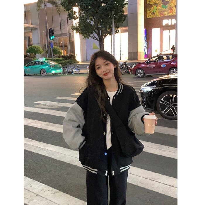 Oversized baseball jacket womens hot sale