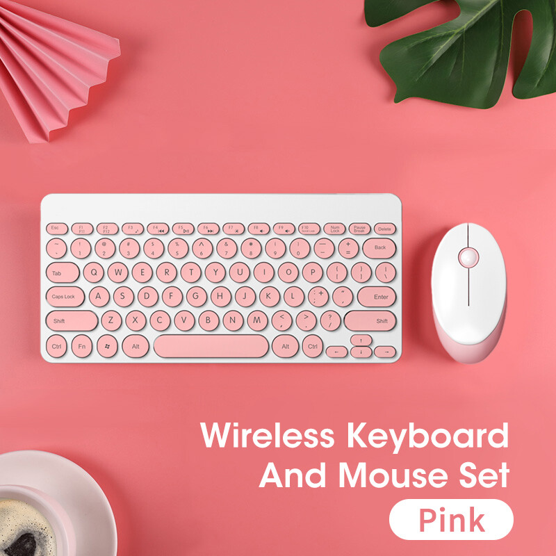 Niye Chuột không dây và Bộ bàn phím 2.4Ghz & bluetooth công nghệ truyền không dây câm trò chơi văn phòng chuột đa năng và bàn phím Macaron màu sắc đầy màu sắc