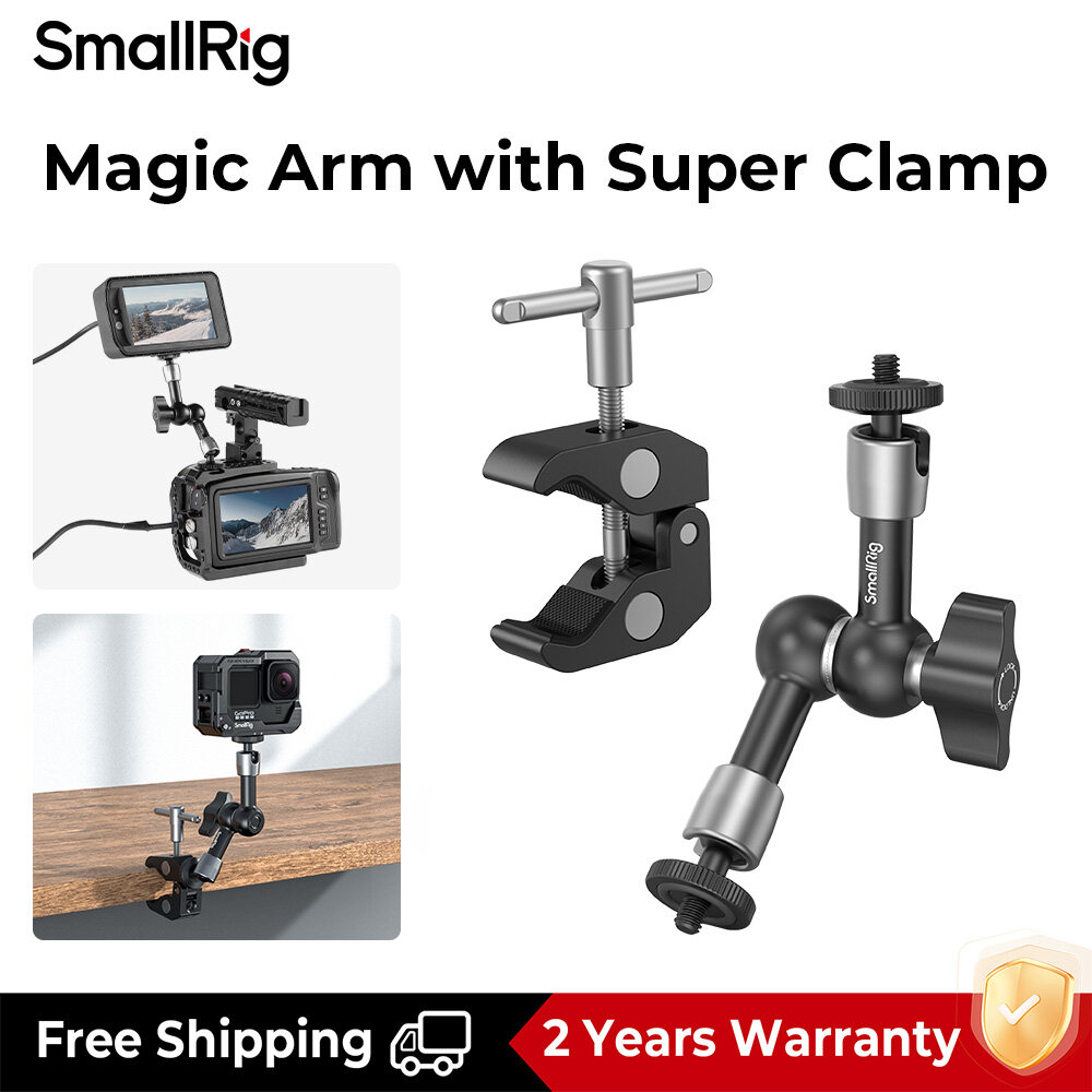 SMALLRIG Super Clamp + Magic Arm 11″ – Met Cold Shoe, Voor Camera’s, Lampen En Monitoren
