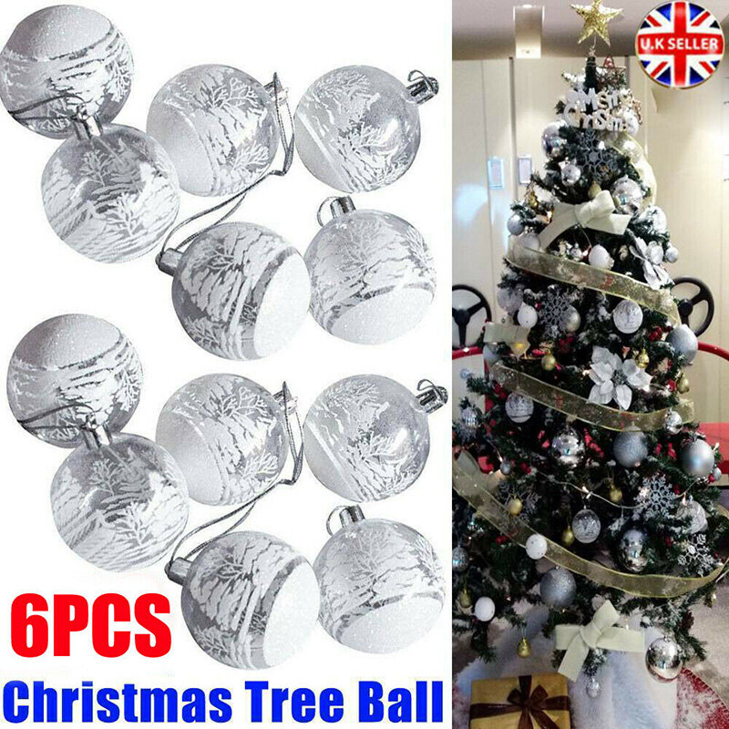 6Pcs 6cm Christmas Tree Pendant White Snow Ball Christmas Ornaments Home Decoration