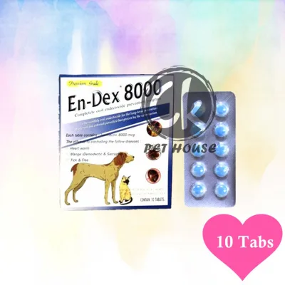 En-Dex 8000 Heart Worm, Mange, Tick & Flea Control (Dog & Cat) - 10 Tablet