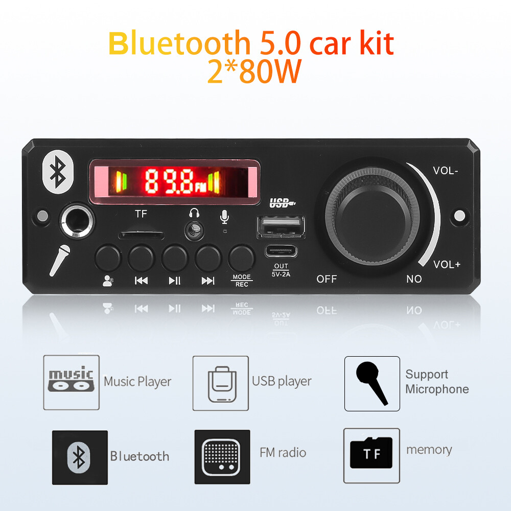 KEBIDU Bluetooth 5.0 MP3 2*80W Khuếch Đại Bluetooth Bảng Mạch Giải Mã MP3 12V MP3 Máy Nghe Nhạc Xe FM mô-đun radio TF Micro Ghi Âm gọi điện không cần dùng tay