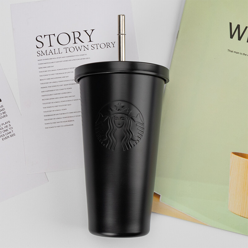 Starbuck Straw Cup Classic Stainless Steel Coffee Cup Desktop Cup Accompanying Couple Water Cup Car Double-layer Cup
