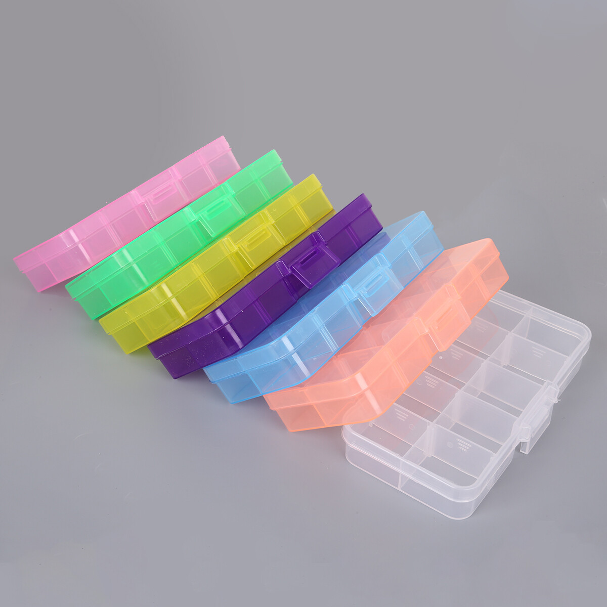 Hộp Nhựa Đựng Trang Sức 10 Ngăn Ngăn Chứa Có Thể Điều Chỉnh Cho Hộp Bông Tai Hạt, Hộp Đựng Đồ Trang Sức Hình Chữ Nhật Tiện Dụng
