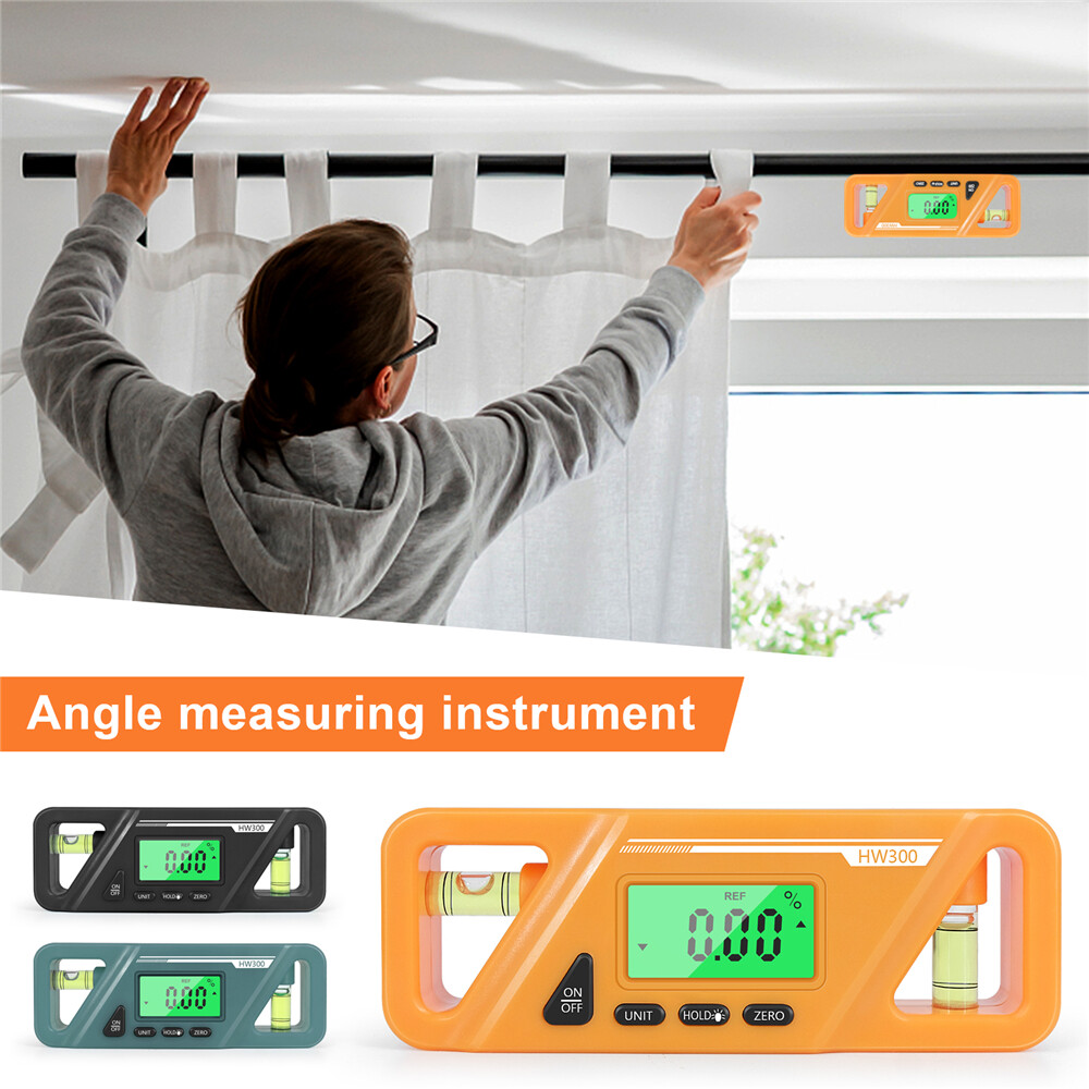 HW-300 90 Degree Ruler Digital Display Inclinometer Level Meter Protractor Angle Meter Digital Protractor Inclinometer Level Meter Goniometer Measuring Inclinometer Magnet