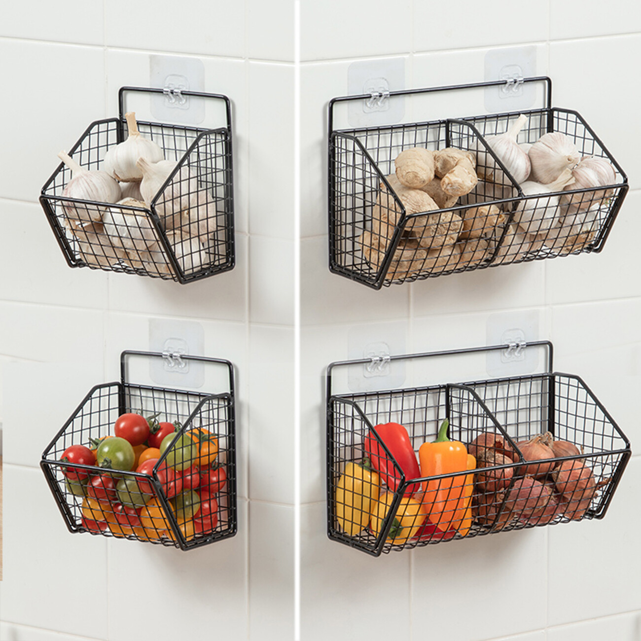 CNMF Onion, ginger and garlic storage basket kitchen wall-mounted spice rack