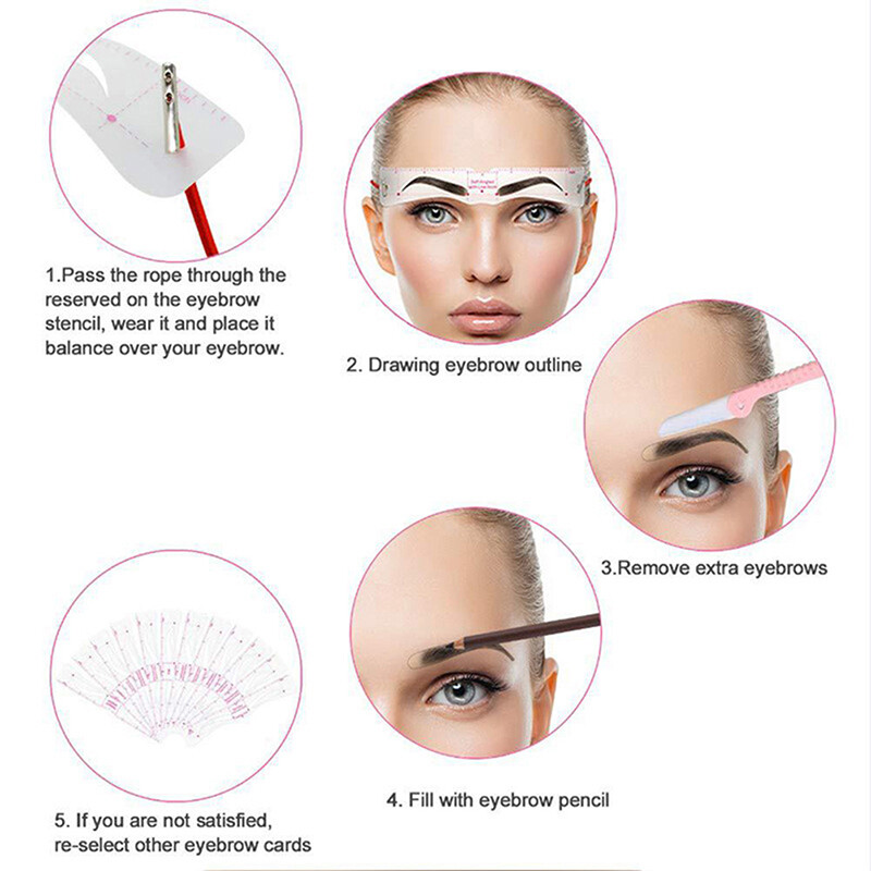 Graceful 6 Style Fixable Eyebrow Stencil Grooming Shaper Template Reusable Stickers Make Up Tools For Eye Brow Stamp Cosmetic