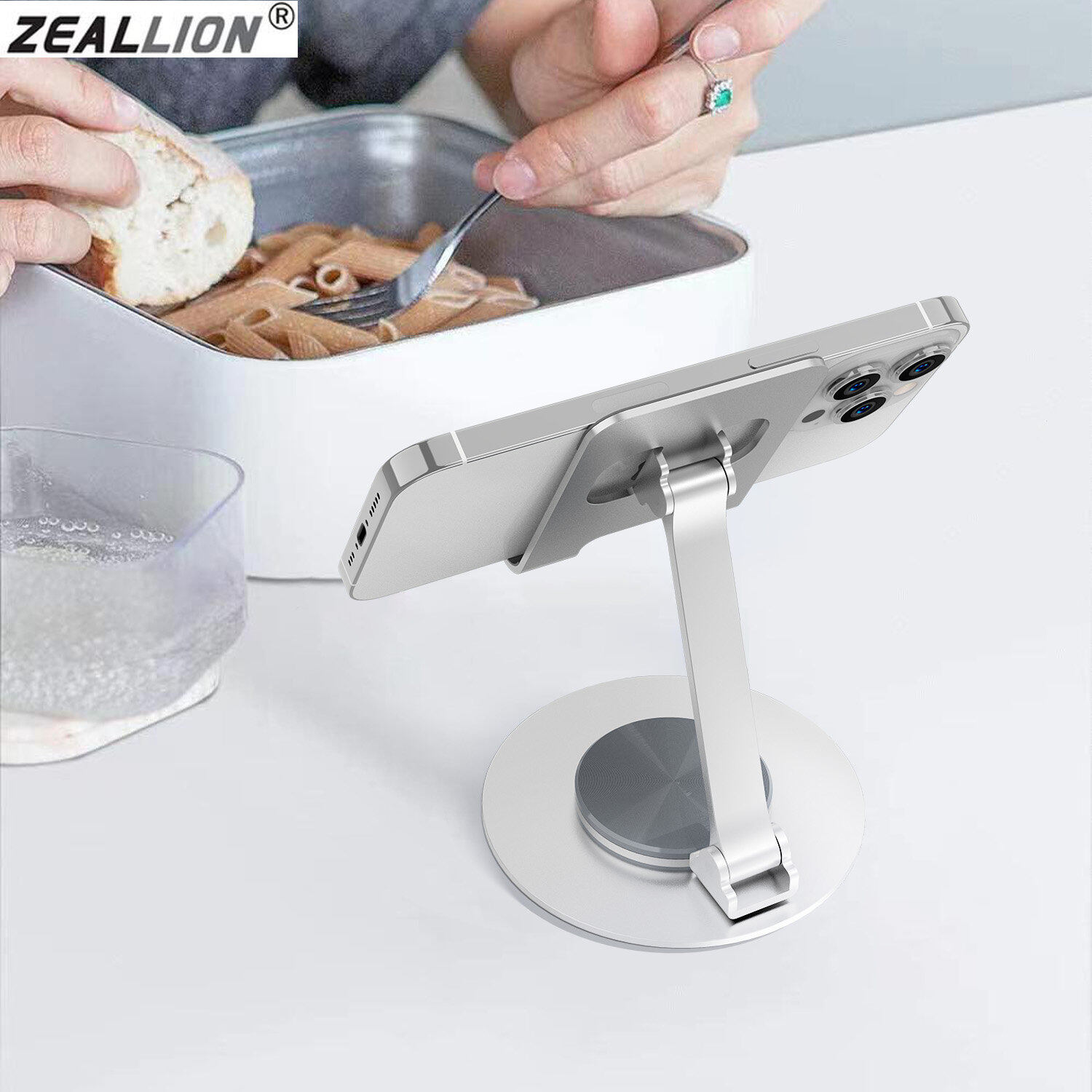 [gobuy999] Rotating Metal Adjustable Desk Stand Holder Foldable Desktop Mobile Cell Phone Stand Smartphone Bracket