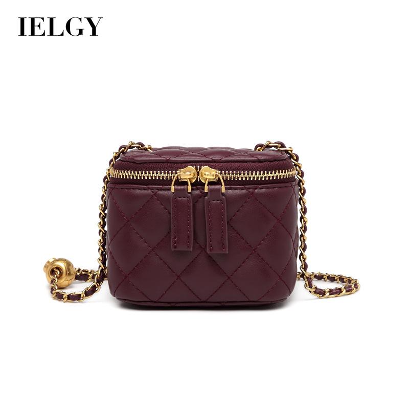 IELGY One shoulder Women's bag All-match Chain Rhombus Fashion Solid color Single Crossbody