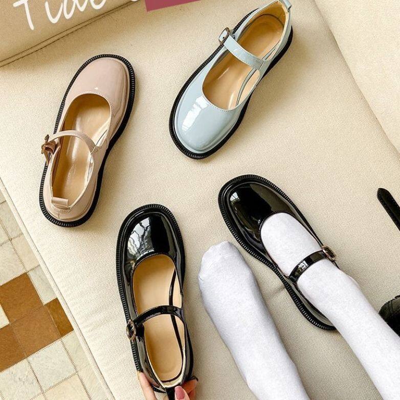 Vintage Mary Janes Giày Cao Gót Nữ Giày Nữ Giày Nữ Giày Đi Học Giày Búp Bê Cho Nữ Giày Đế Bằng Ba Lê Cho Nữ Giảm Giá 090148 giá rẻ