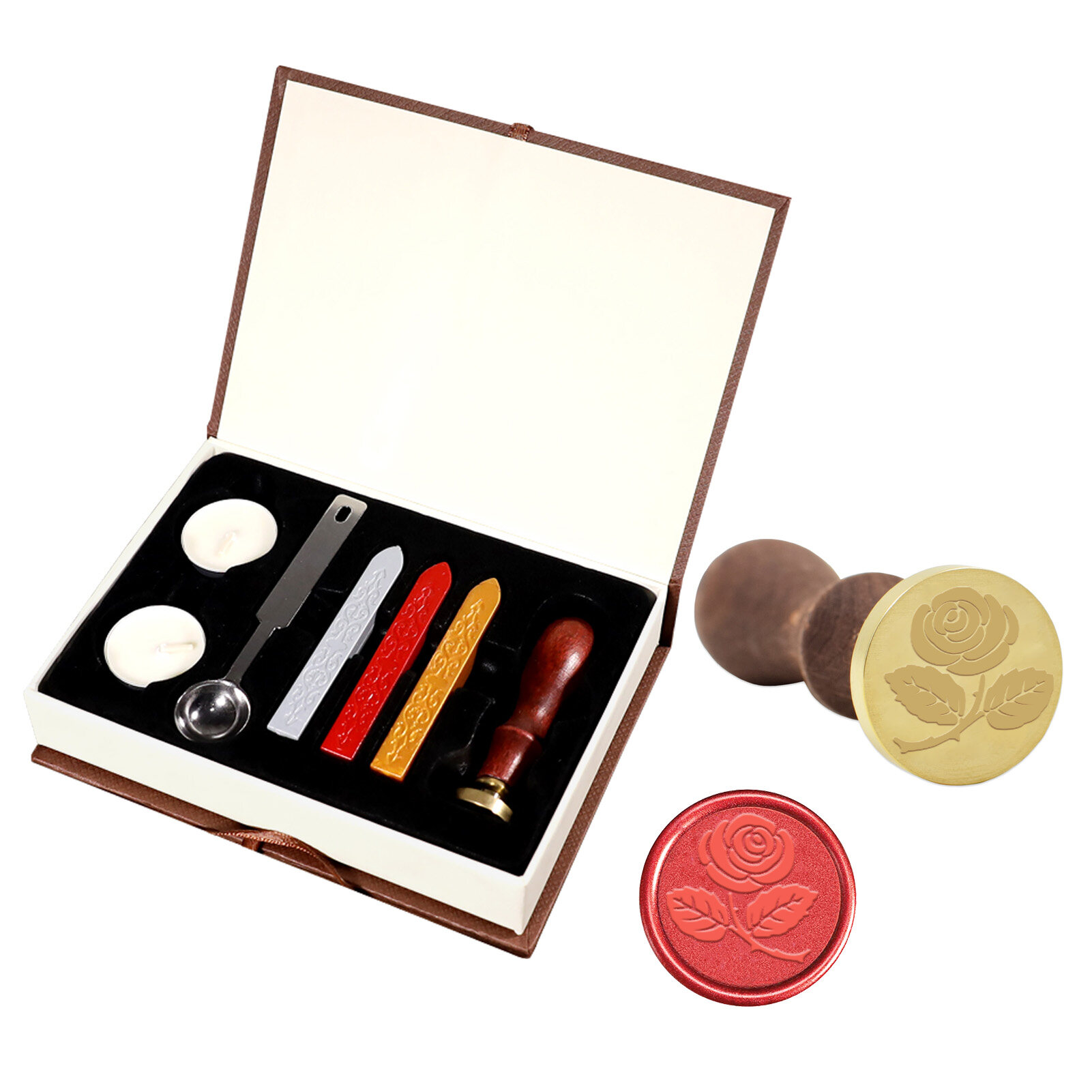 A Wax Seal Stamp Kit Classic Vintage Seal Wax Set for Stamps Envelope Postcard Label Party Invitation 
