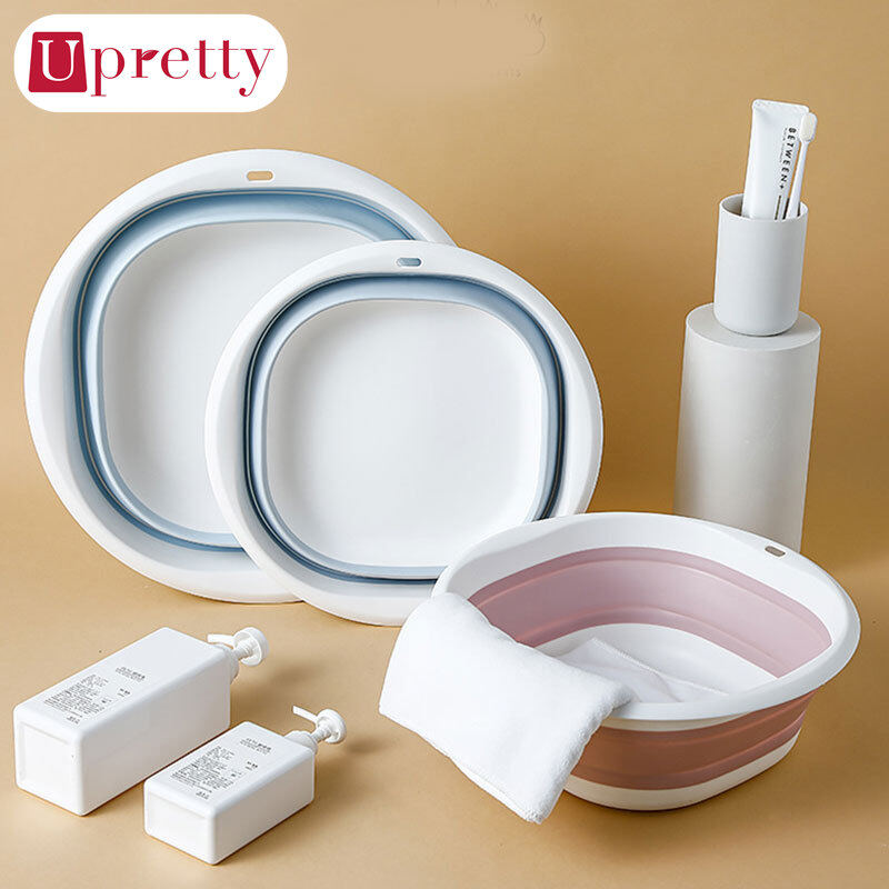 Upretty Plastic Folding Basins Portable Wash Basins Folding Laundry Tub Bathroom Kitchen Accessories Travel Folding Wash Basin