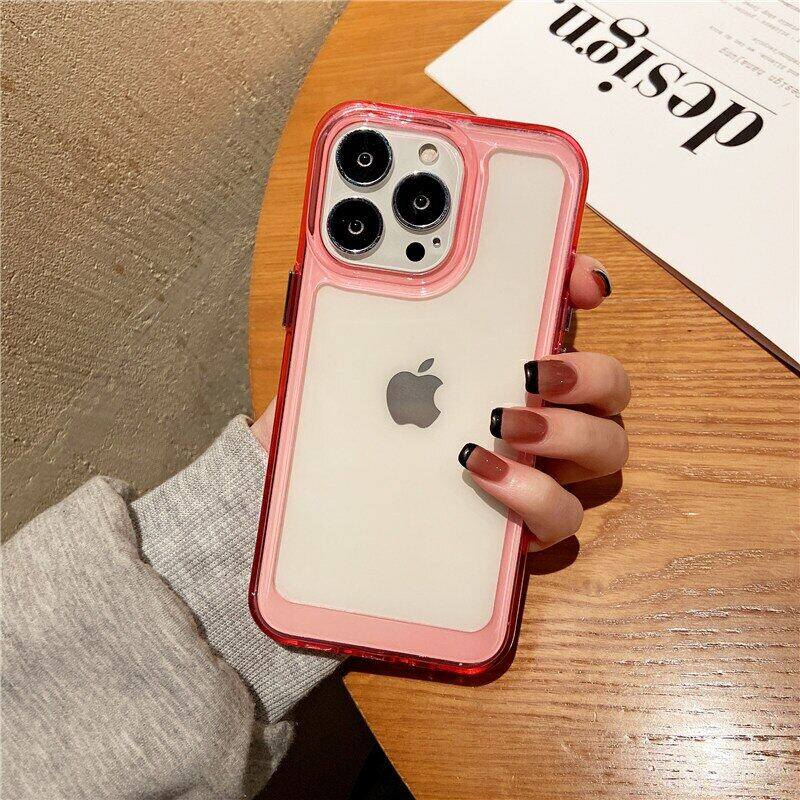 HOCE Transparent Candy Color Phone Cases For iPhone 11 12 13 14 15 16 Pro XS Max XR X 8 7 Plus 14 13 11 Pro Case Soft Clear Shockproof Bumper Back Cover