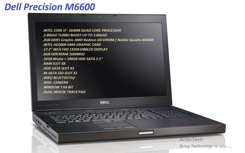 Gaming Laptop Intel Core i7 Notebook Dell Precision M6600 Mobile WORKSTATION Professional Machine Intel CORE i7 Laptop / 17.3 INCH FHD, 8GB Ram, 32GB + 500GB Hard Disk 2GB Graphic Refurbish Malaysia