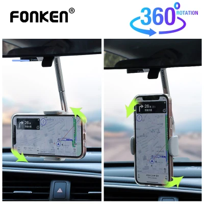FONKEN Car Phone Holder Rearview Mirror Mount Cell Phone Stand In Car Auto Rear headrest Bracket for iphone 11 12 Samsung Support