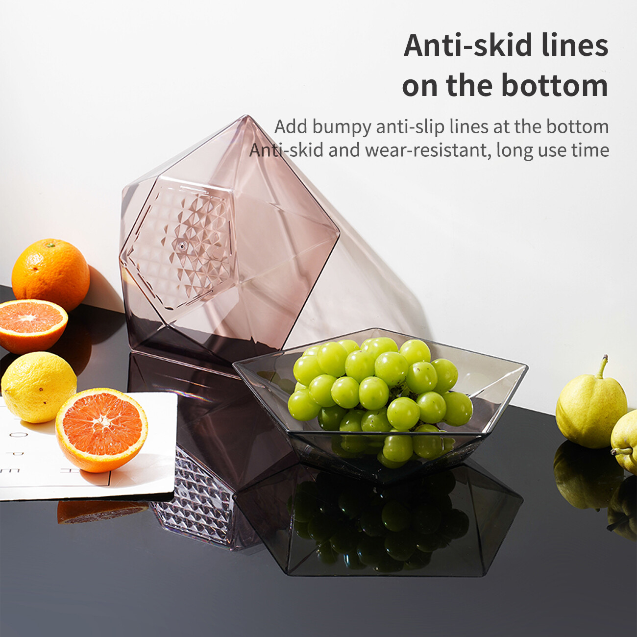Homenhome Dinnerware PET Five-Star Crystal Transparent Fruit Plate Bowl