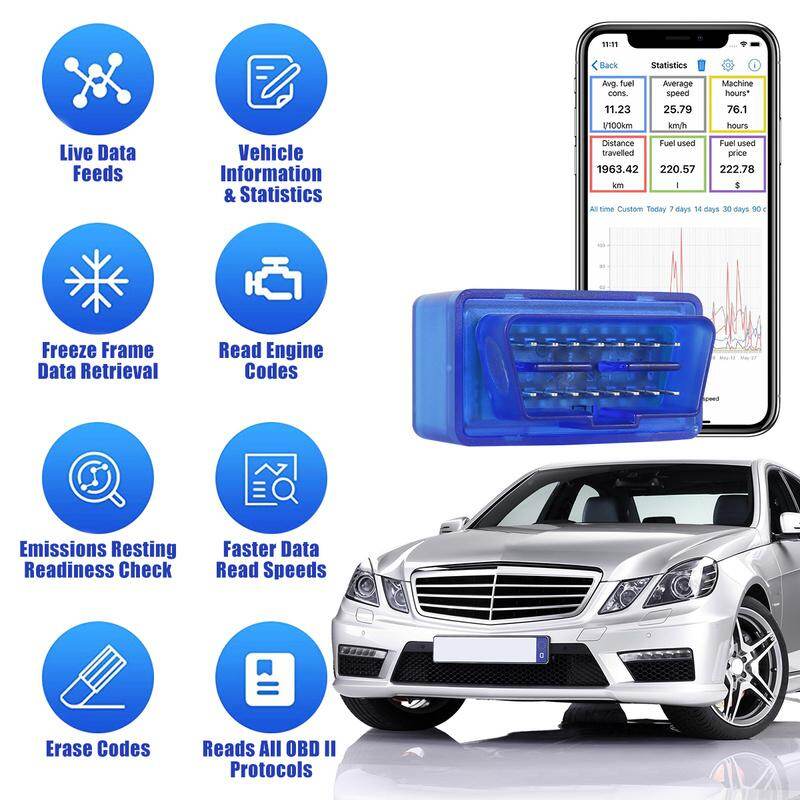 Tự động Bluetooth Máy Quét Chẩn đoán xe mini OBD2 máy quét xe mini OBD2 máy quét Tương thích với hệ thống IOS và Android chuyên nghiệp tự động Bluetooth Máy Quét Chẩn Đoán xách tay OBDII Đầu đọc mã đèn xe ô tô chẩn đoán công cụ quét cho xe ô tô tự động