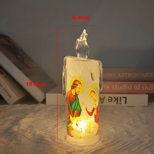 Catholic Religious LED Candles Jesus Virgin Mary Pillar Candle Light