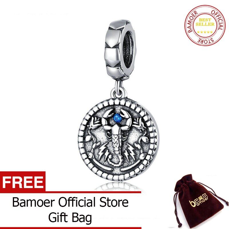 BAMOER Authentic 925 Sterling Silver Mysterious Scorpion Vintage Pendant Charm Fit for Original Bracelet Jewelry Making SCC1503