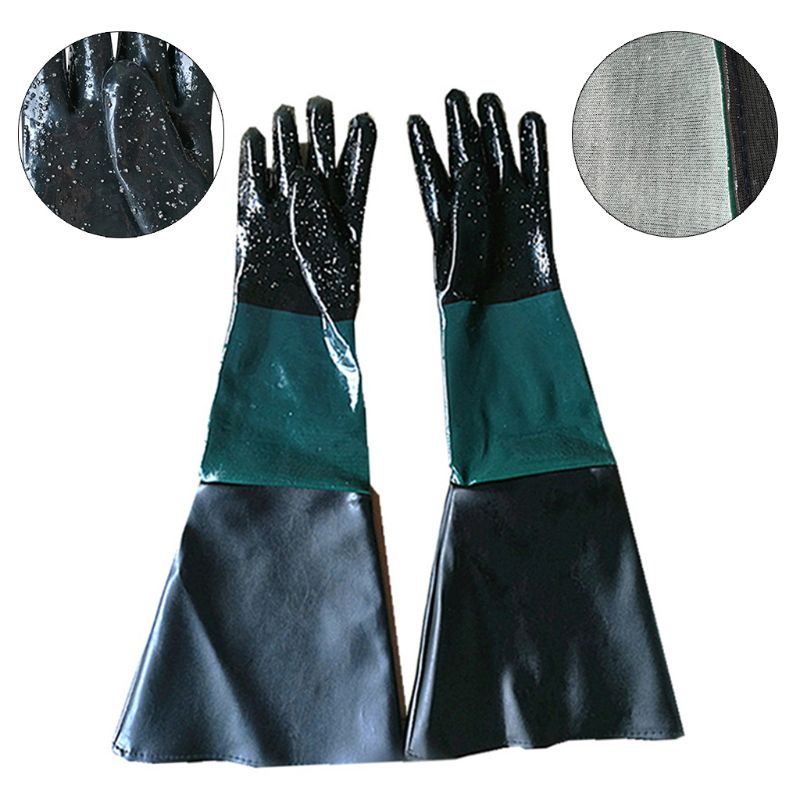 Rubber Sandblaster Sand Blast Sandblasting Gloves For Sandblast Cabinets Safety Glove