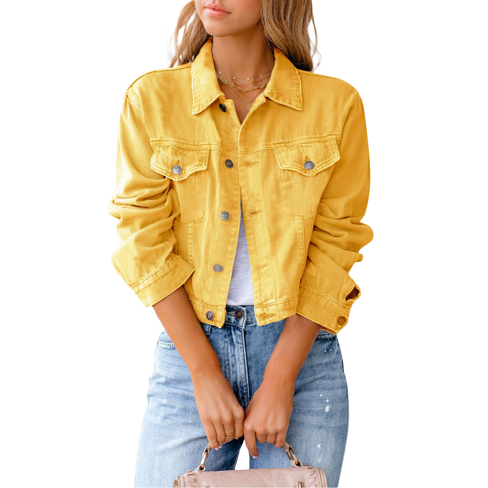 yellow top denim jacket