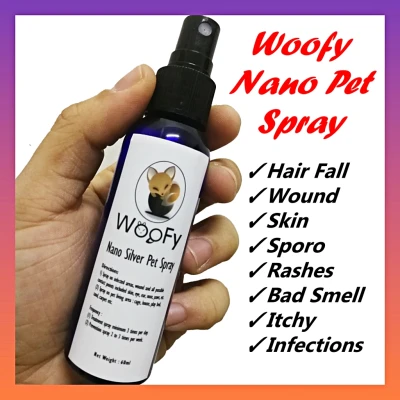 Woofy Nano Silver Pet Spray 60ml Nano Silver 25ppm Nano Technology Anti-Microbial bacteria viral fungus kucing dog cat