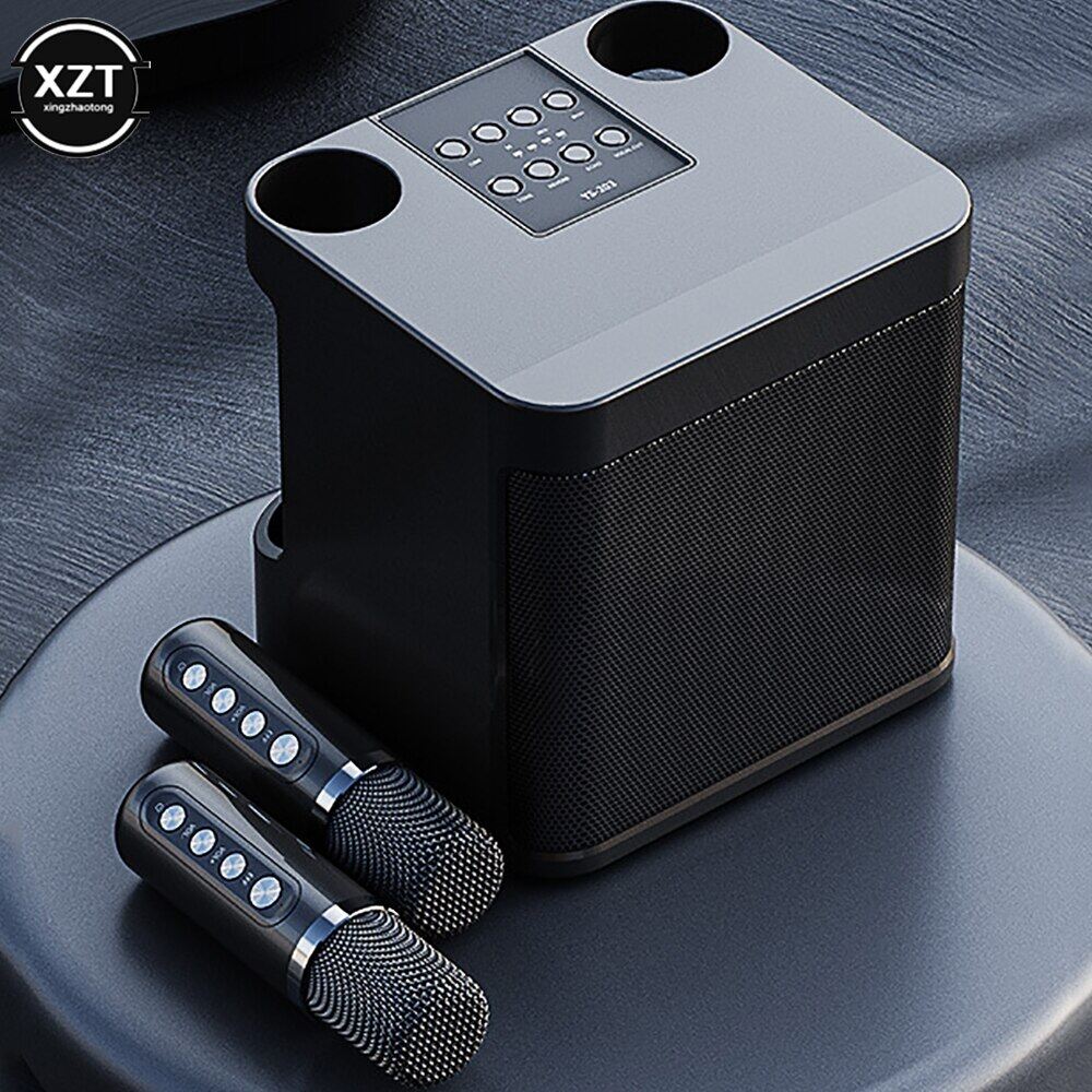 10W High Power Portable Professional Karaoke Machine Dual Microphone Wireless Bluetooth Speaker Outdoor Home TV KTV Set