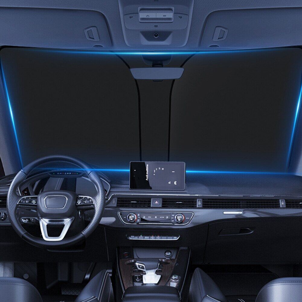 142*80cm Car Front Windshield Sun Shade Covers UV Protector Summer Cooling Folding Car Interior Heat Insulation Sun Visors Covers Car Accessories