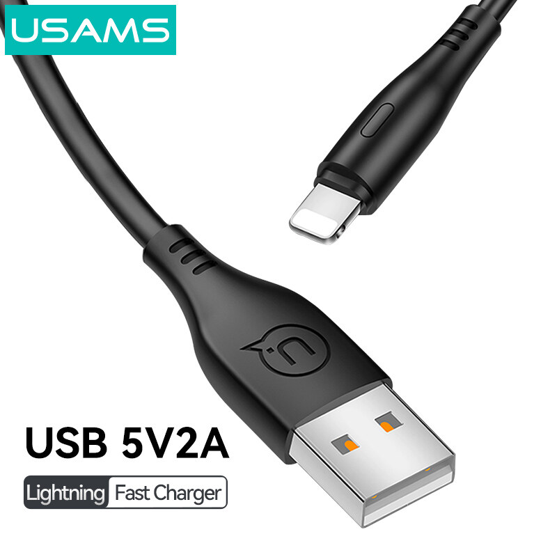 USAMS Lightning Cable For iPhone Charger Fast Charging USB Lightning Cable 1M 2A For iPhone 6/7/8 Plus, iPhone X XS XR, iPhone 11 12 13 14 Pro Max