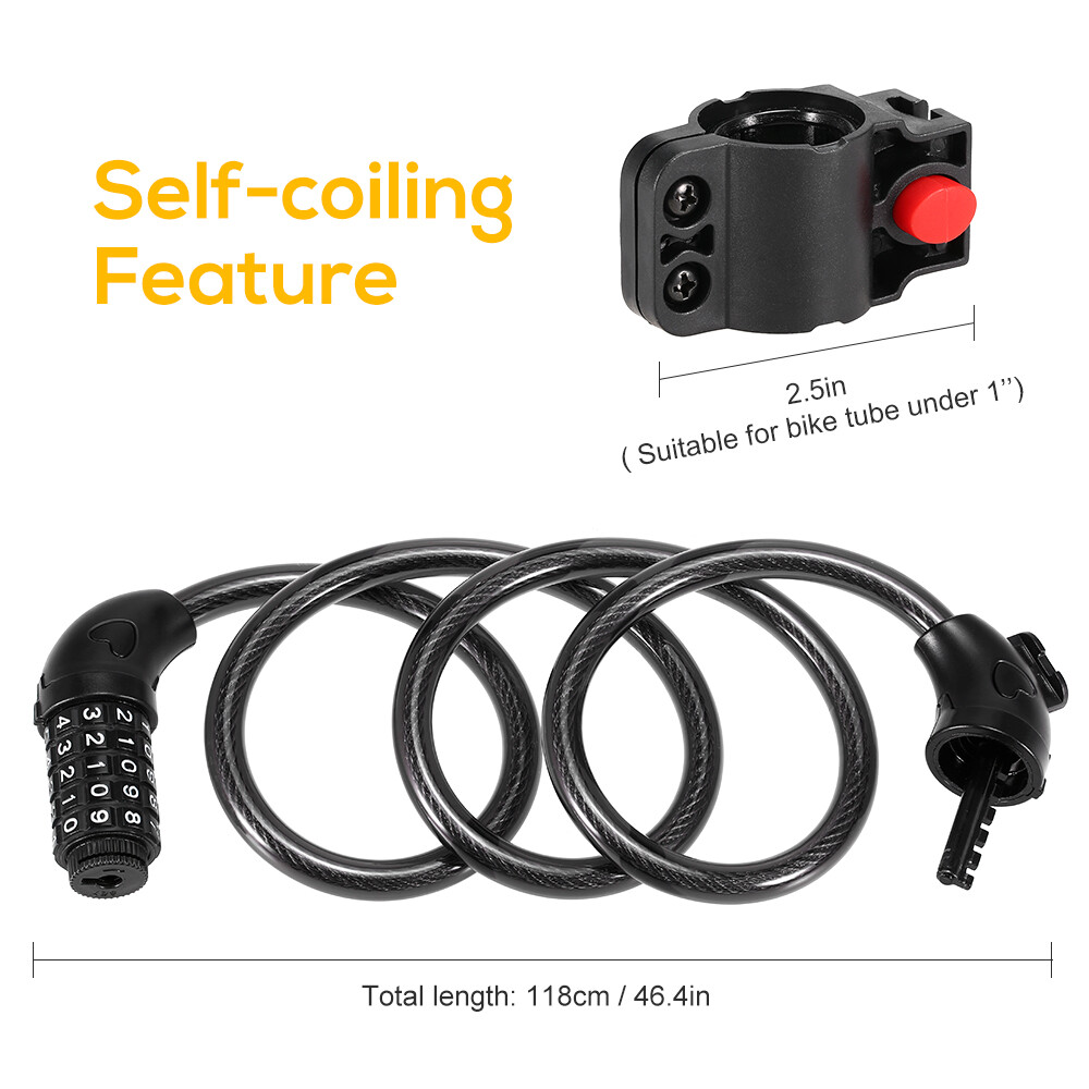 Khóa Xe Đạp Mã Hóa Khóa Chống Trộm Khóa Mã Hóa 5 Chữ Số Chống Cắt An Toàn Khóa Dây Cáp Chống Nước Khóa Xe Đạp