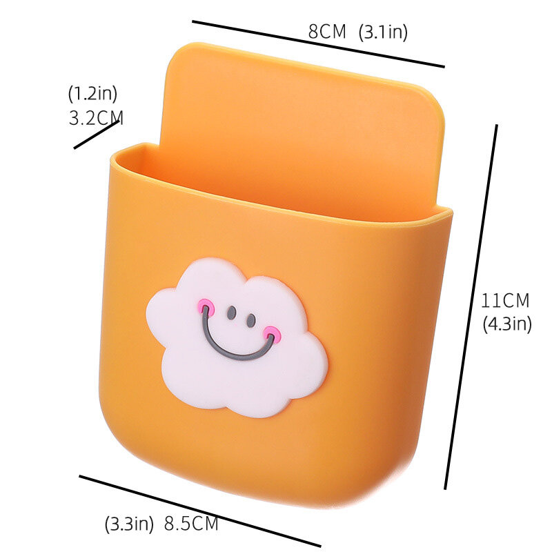 Houseeker Cartoon Phone Holder Living Room Wall-Mounted Storage Rack Remote Control Sundries Organizer Phone Charger Box