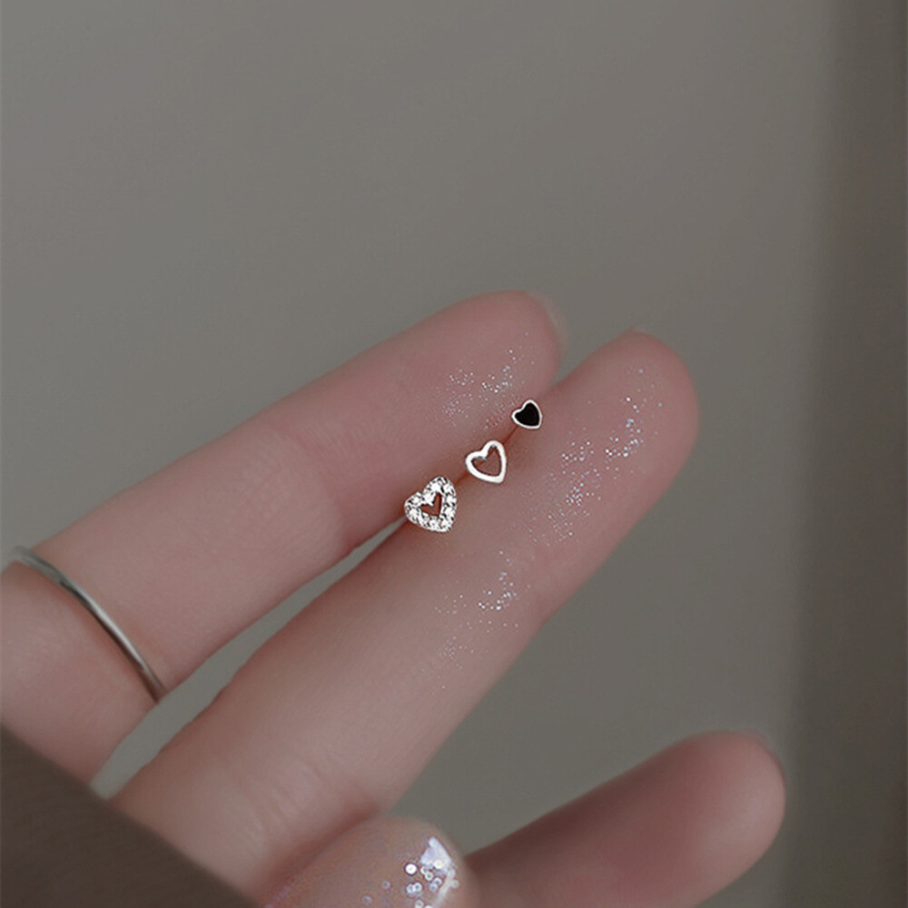 sanhe S925 Silver Stud Earrings Simple Earrings Ear Bone Studs