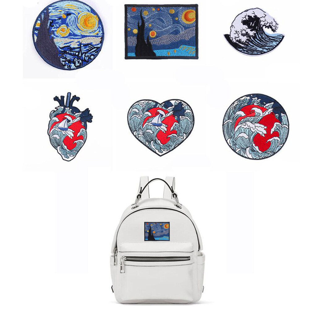 Embroidered Washable Badges For Cloth Bag T Shirt Van Gogh Apparel Sewing Iron On Patche Applique Clothes Patch Heat Transfer Sticker Lazada Singapore