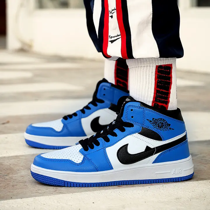 blue white and red air force ones