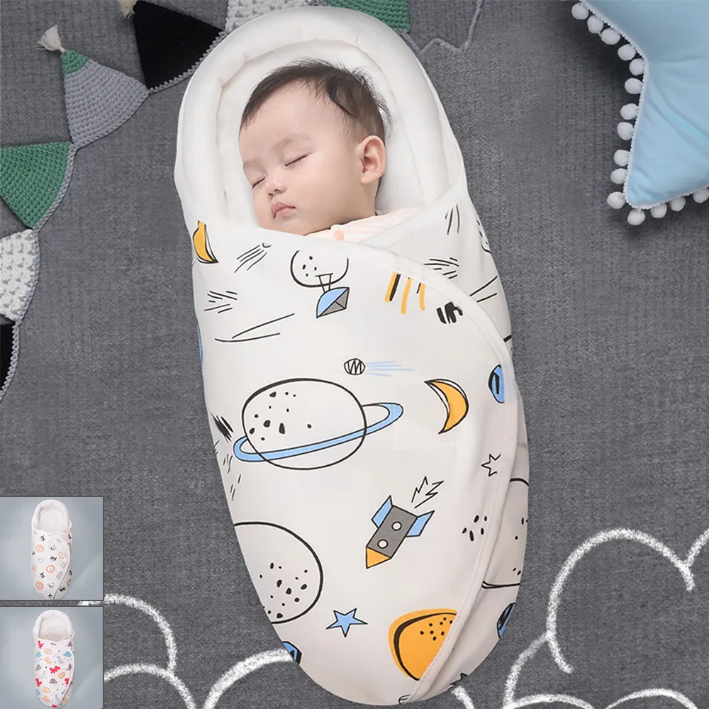ถุงนอนเด็กแรกเกิดBaby Cocoon Wrapผ้าCotton 100% 0-3 เดือนผ้าห่มเด็กออกแบบปลอดภัย