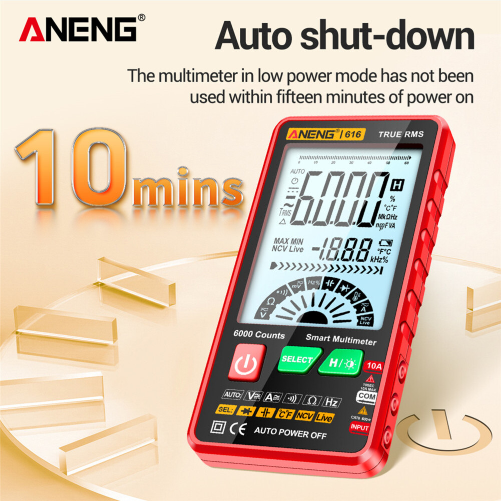 Fdikou ANENG 616 Large Screen Backlight Digital Multimeter 6000 Counts Ultra Thin Intelligent AC DC Voltage Current Multímetro TestTool