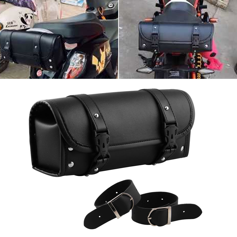 LB รถจักรยานยนต์ Saddlebag PU หนังด้านหน้า Fork Tail Handlebar กระเป๋าเครื่องมือปรับสายรัดสำหรับ Harley ยามาฮ่าฮอนด้าคาวาซากิ