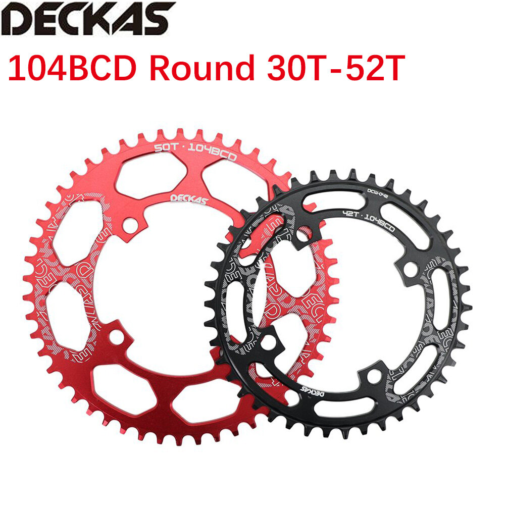 Deckas Round Bike Chainring 104BCD 30 32 34 36 38 40 42 44 46 48T 50 52 Tooth MTB Bike Mountain Bike Chain Ring Chainwheel 104 Bcd
