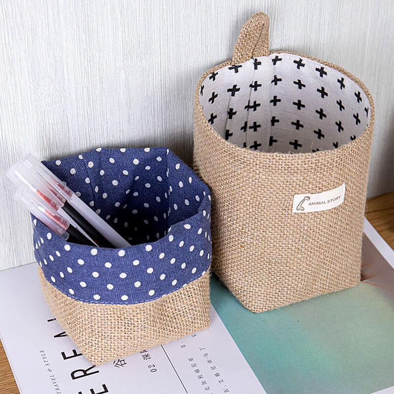 Loozykit Foldable Desk Storage Basket Desktop Makeup Organizer Storage Box Stationery Storage Basket