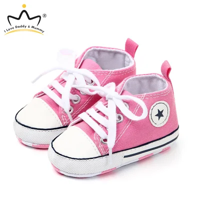 I Love Daddy&Mummy 0-18 Months Baby Shoes Soft Soled Anti-Slip Boys Girls Canvas Casual Shoes Sneakers