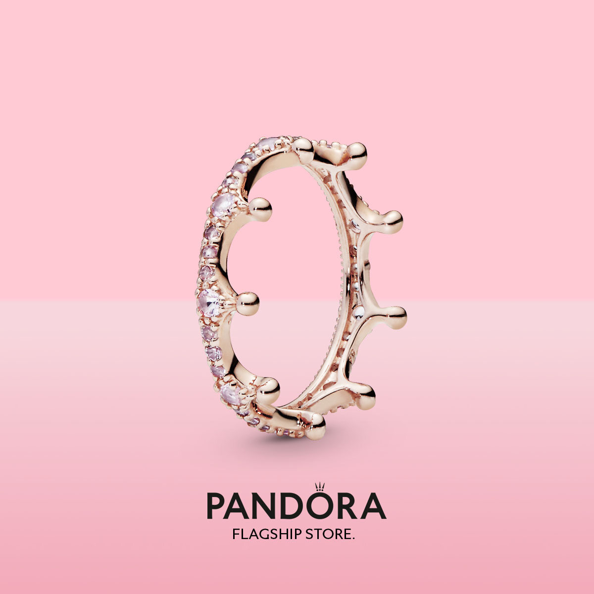 2021 Original Pandoras Pink Sparkling Crown Ring