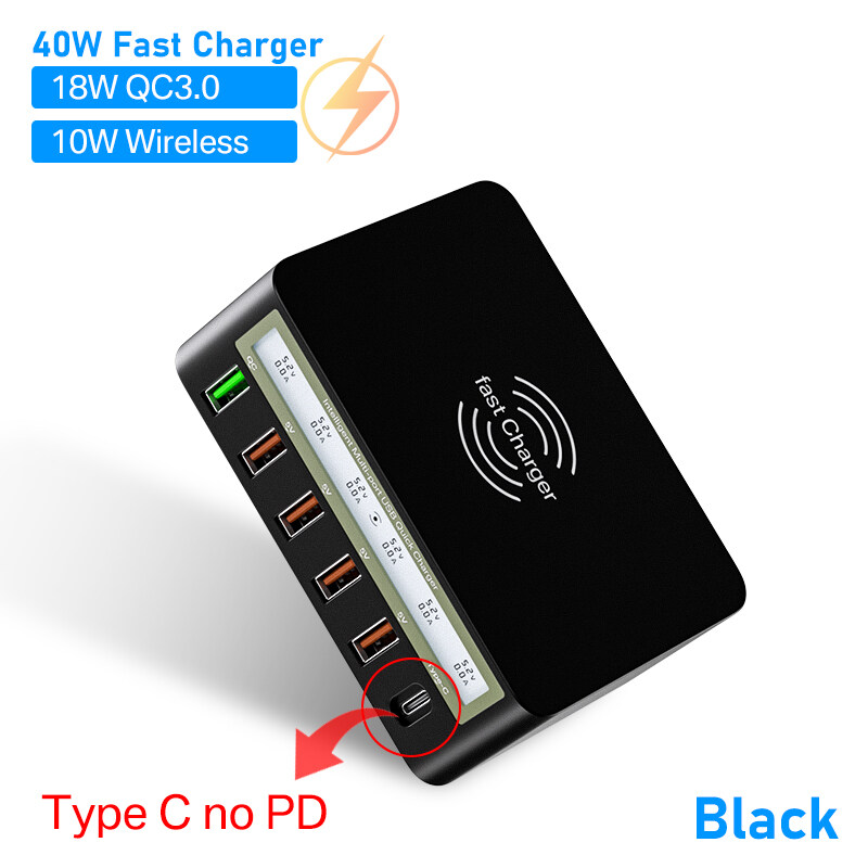 ASOMETECH Bộ Sạc Nhiều Cổng USB 100W Bộ Chuyển Đổi Sạc Nhanh 3.0 Trạm Sạc