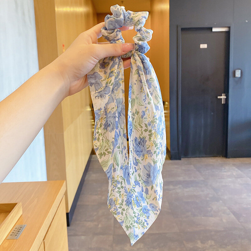 Dây Buoc Tóc Bằng Vải Chiffon Họa Tiết Hoa