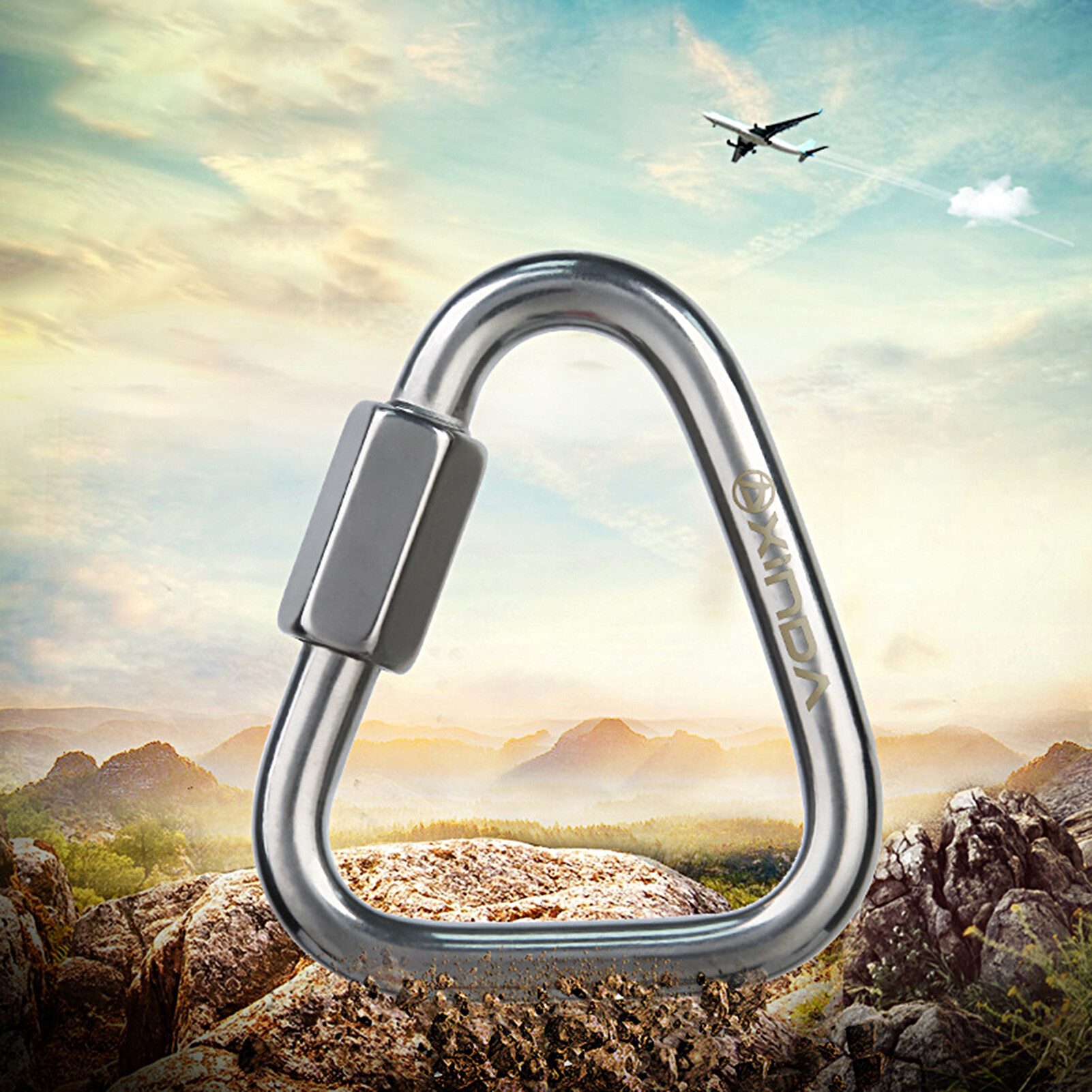 Ghxdryuru XINDA Triangle Quick Link Multifunctional Large Pull Mini Rustproof Wear-resistant Heavy Duty 304 Stainless Steel Aerial Work Outdoor Climbing Carabiner Climbing Gear Triangle Carabiner Rustproof