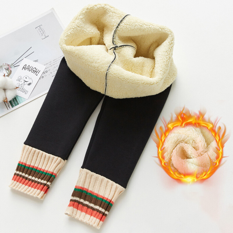 Annn Store Girls’ leggings, children’s fashion outerwear leggings, plush thick warm trousers