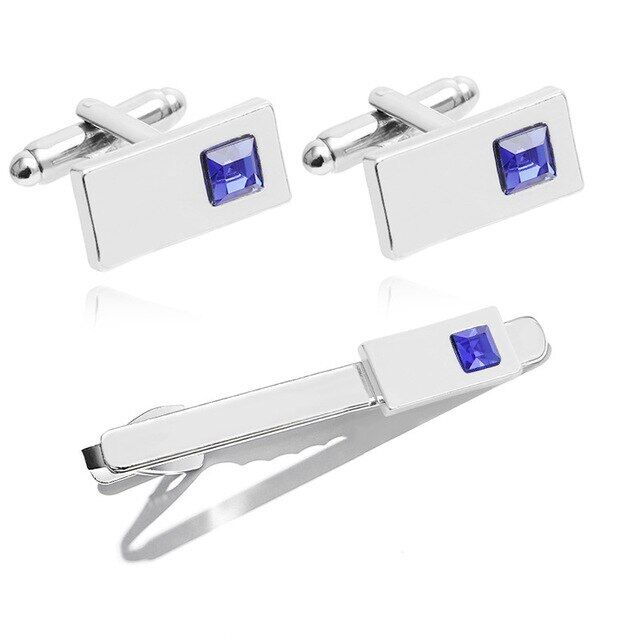 Fashion Business Shirt Sleeve Decorative Buttons Classic Geometric Tie Clips And Cufflinks Set For Men's Luxury Jewelry Gift