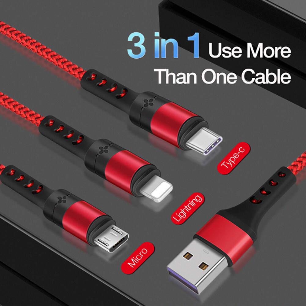 3 in 1 usb cable for mobile phone 3a micro usb type c charger cable for huawei for phone 11 pro xr xs max x fast data charging cord